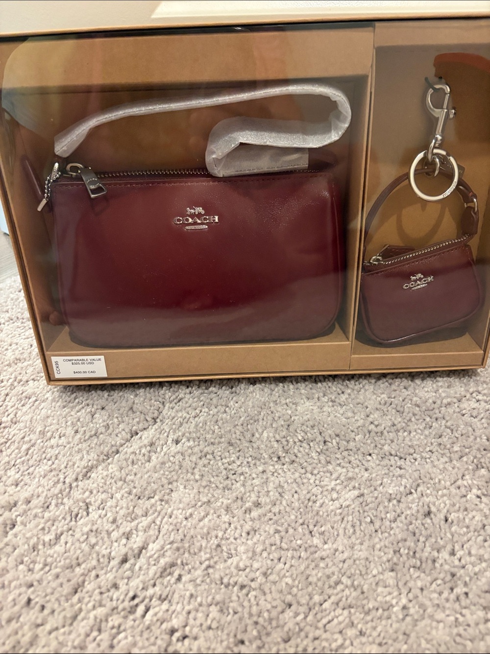 Coach Burgundy Leather Crossbody with Matching Coin Pouch